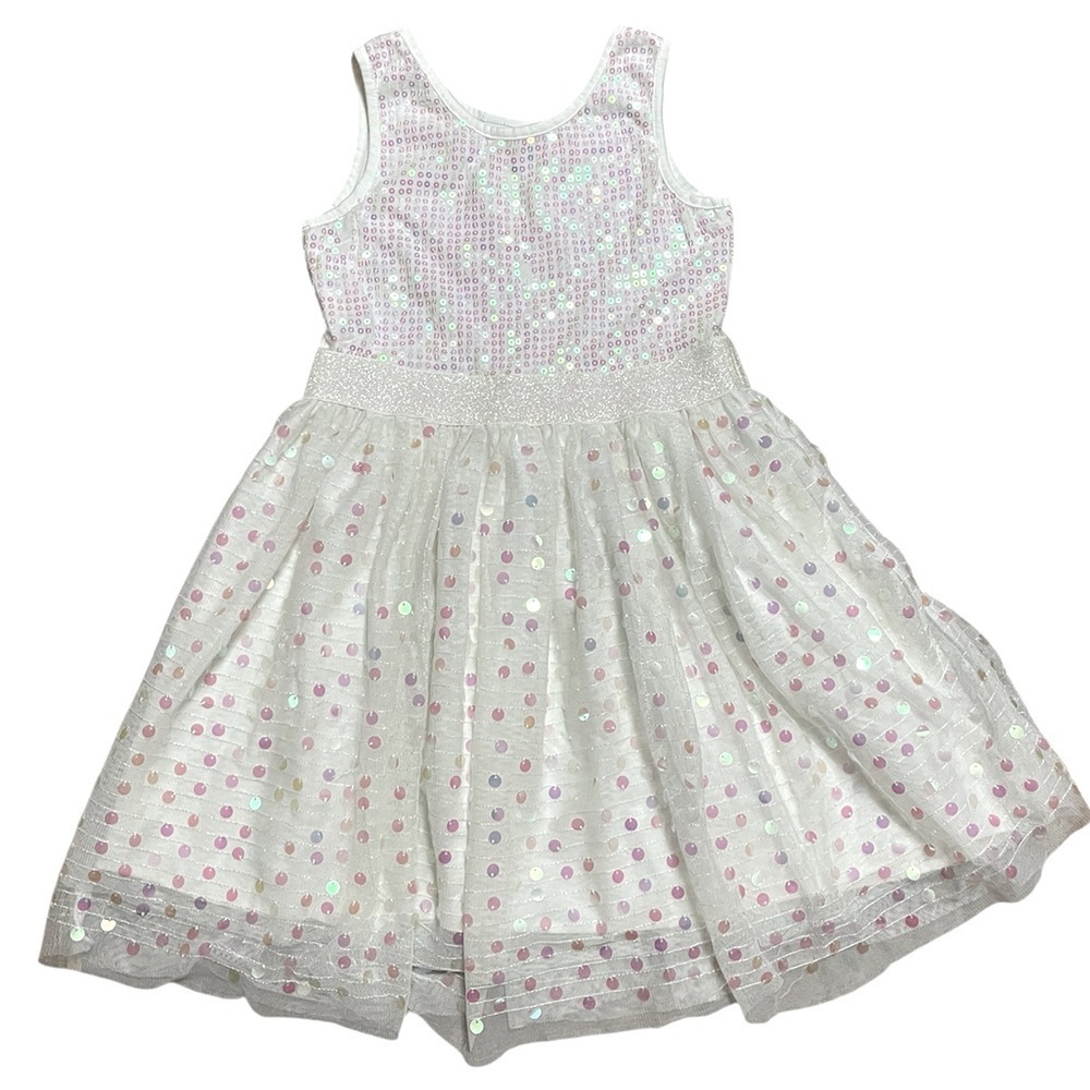THE CHILDREN'S PLACE Girls M 7/8 white Sequin Dress